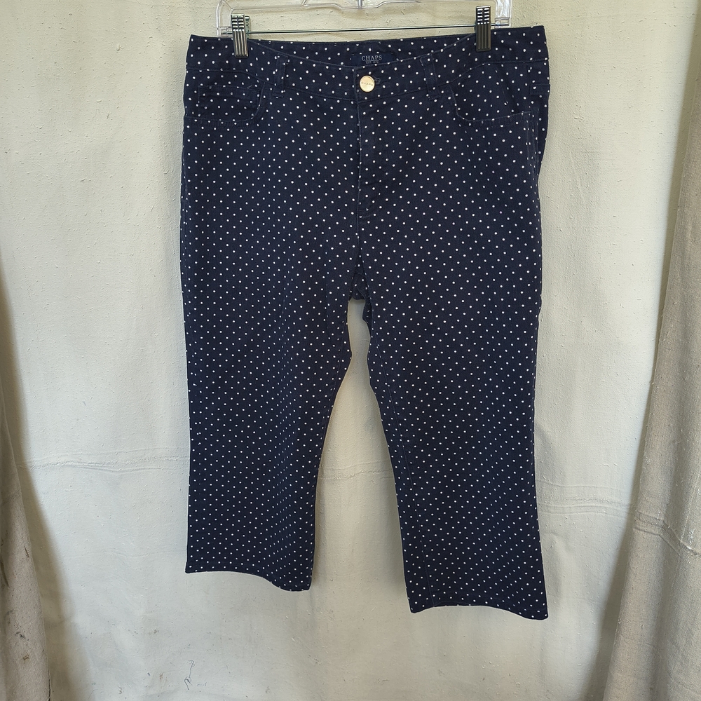 Women's Size 12 Navy & White Polka Dot Capri Pants by Chaps